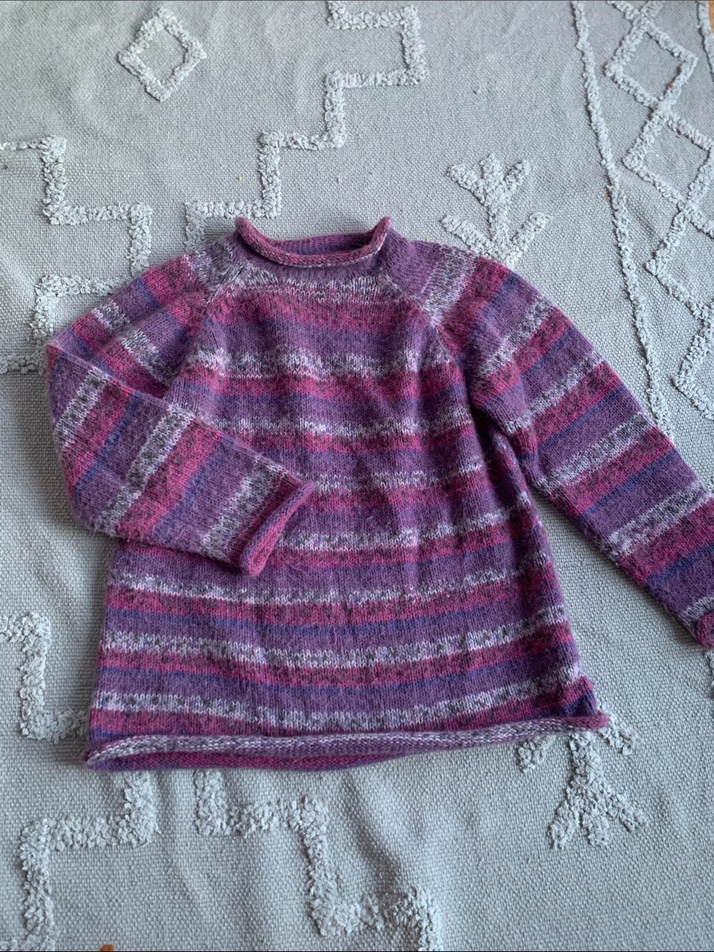 Women’s Striped Crewneck Sweater - Pink & Purple